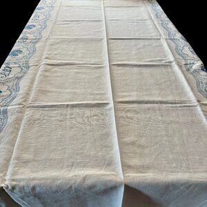 1970s 1980s Russian USSR Soviet Moscow Printed Cyrillic Tablecloth